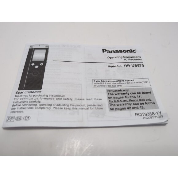 Panasonic RR-US570 Digital Voice Recorder Tested 287 Hours 1GB TESTED Works - Picture 12 of 12